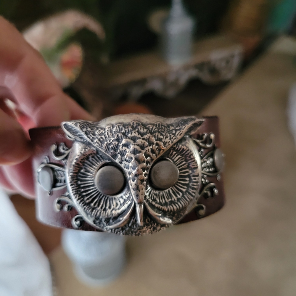 Silver Owl Cuff Bracelet